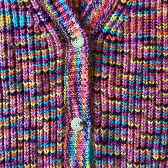 Michelle Mae Colorful Chunky Cropped Knit cardigan sweater XL - Picture 8 of 8